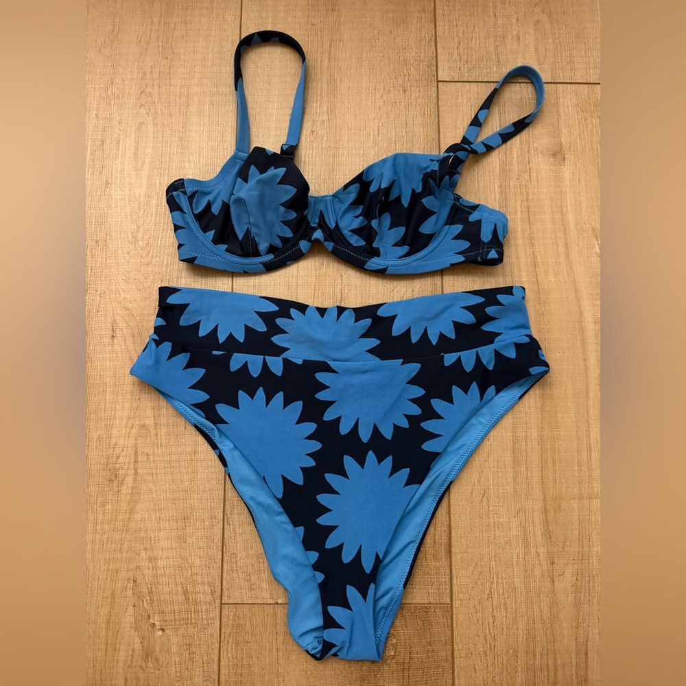 Blue Floral Bikini Set aerie